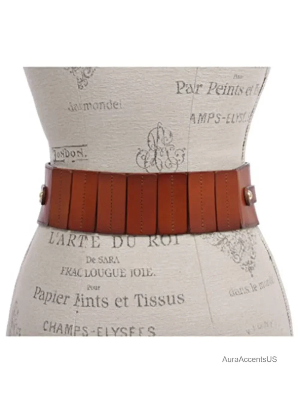 Women's High Waist Elastic Linked Cowhide Leather Stretch Tapered Belt